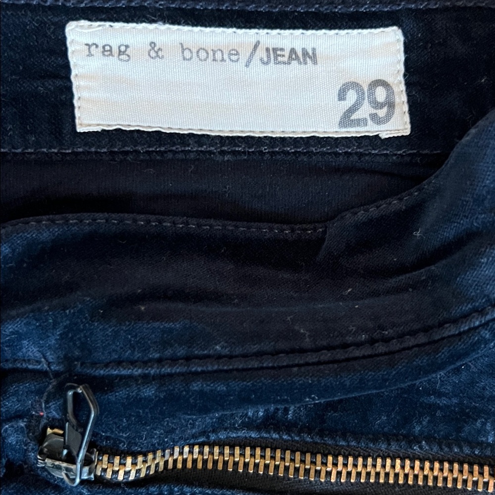 Rag & Bone Dark Blue velvet pants with Gold Zipper details | 29 - Picture 3 of 6